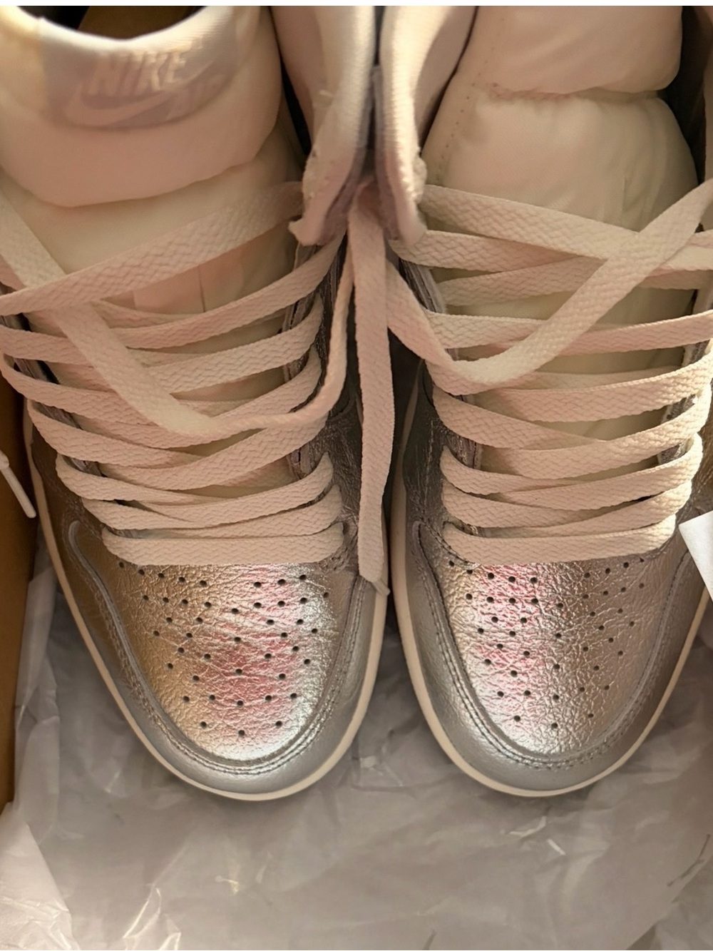 Nike Women’s Metallic Silver High-Top Athletic Sneakers - Picture 3 of 5